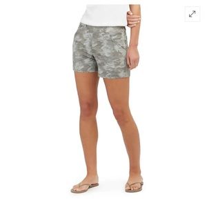 Spanx stretch twill shorts stone wash camo stretch 5” shorts size xs